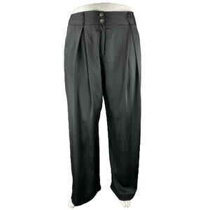 River Island Women's Black Silk Satin High Rise Wide Leg Trousers Pants Size 20